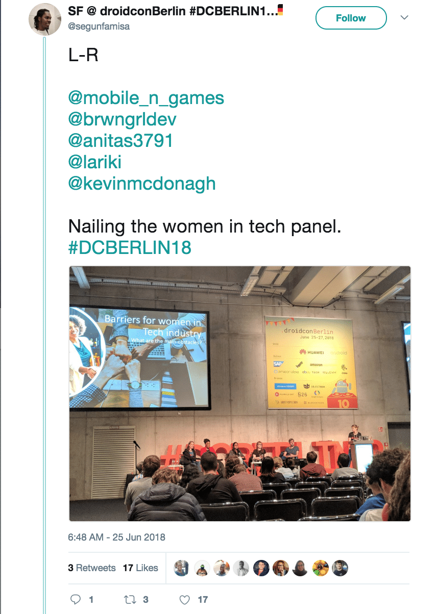 women in tech droidcon berlin 2018 moderator diversity equal opportunity